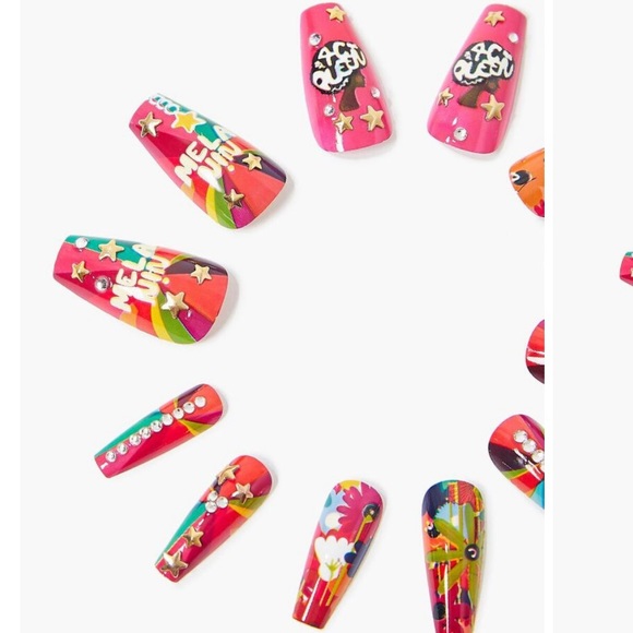 Shae Anthony She This Press On Nails Forever 21 Coffin NWT BLM Melanin 4C Queen - Picture 2 of 9